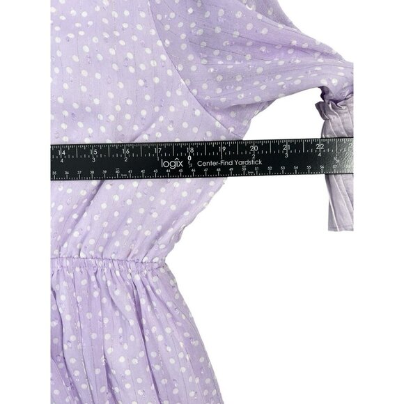 Purple Polka Dot Dress Large Pastel Lace Collar Accordion Sleeve Lolita Coquette - Picture 8 of 13